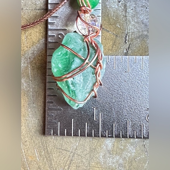 Handmade Pendant Sea Beach Glass, Necklace, Wire Wrapped Artisan 4226 Y - Picture 10 of 11